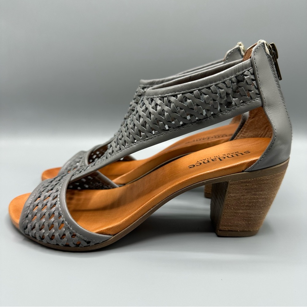 SUNDANCE Woven Leather Sandals Size EU39 US 8.5-9 Italy Gray